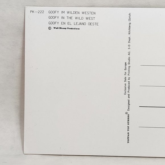 1970s Disney Goofy In the Wild West TOPPAN TOP STEREO Lenticular Postcard Cactus - Picture 4 of 5